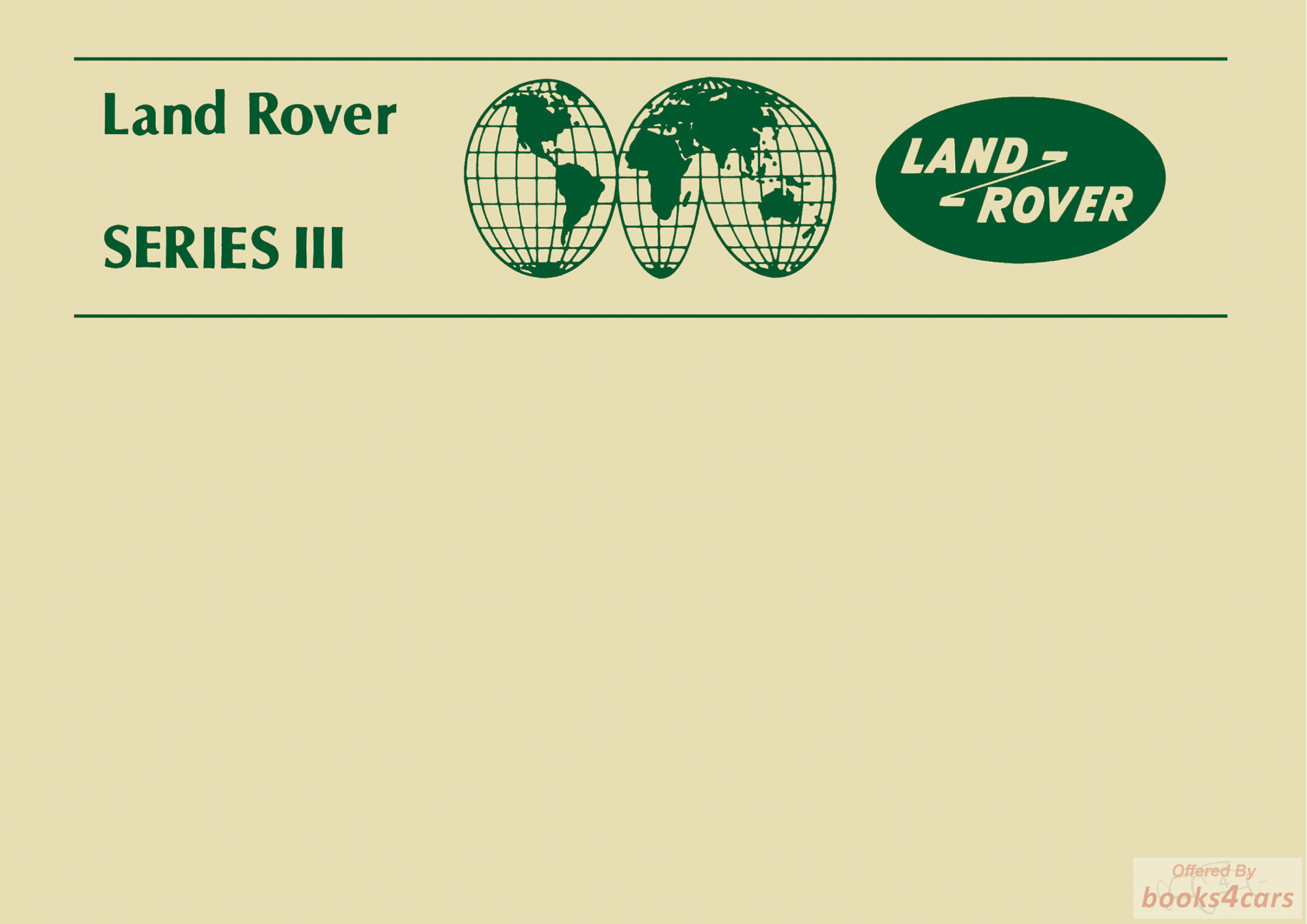 view cover of 1979-1985 Land Rover Series 3 Owners Manual