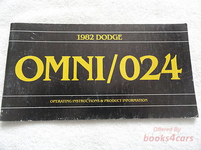 view cover of 1982 Omni and O24 Owners manual by Dodge
