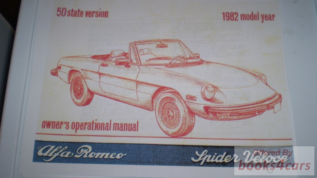 view cover of 1982 Spider Veloce owners manual 72 pages by Alfa Romeo