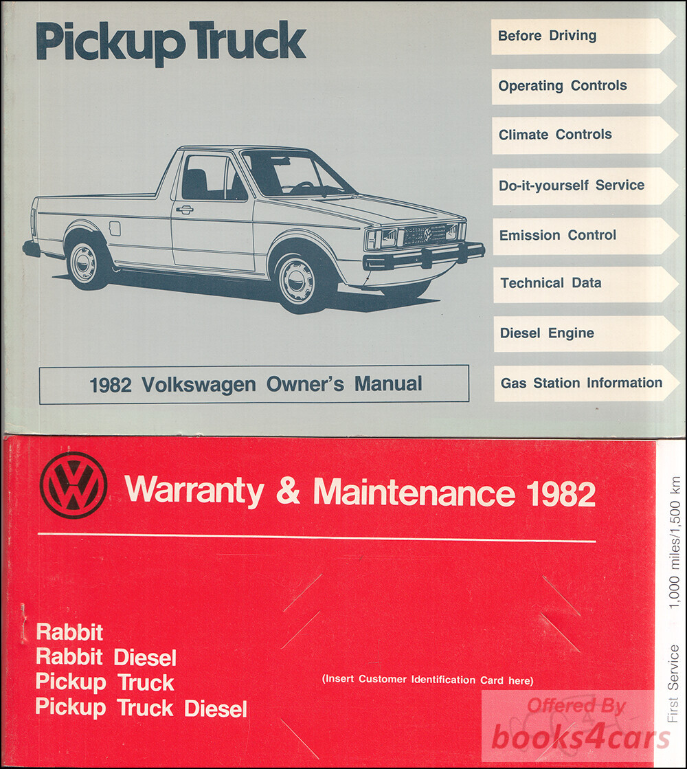view cover of 1982 Volkswagen VW Rabbit Pickup Truck Owners Manual