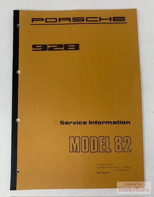 view cover of 1982 928 Service Information Manual by Porsche
