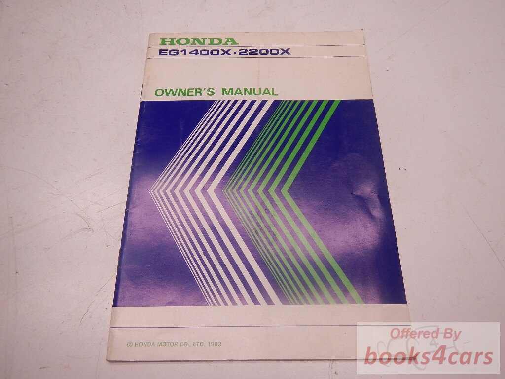 view cover of 1983 EG1400X, 2200X Owners Manual by Honda