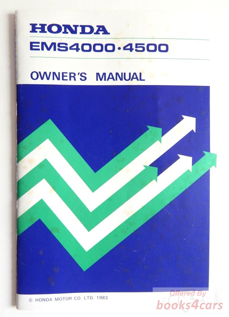 view cover of 1983 EMS4000, 4500 Owners Manual by Honda