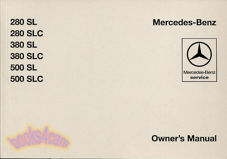 view cover of 1982-1985 European 280SL 380SL 500 SL Owners Manual by Mercedes