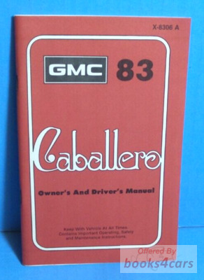 view cover of 1983 Caballero Owners Manual by GMC Truck
