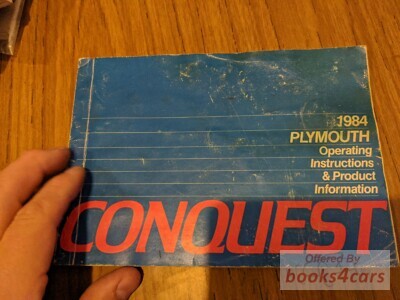 view cover of 1984 Conquest Owners manual by Plymouth