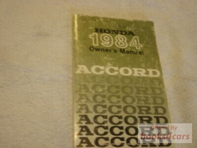 view cover of 1984 Accord Owner's Manuals by Honda