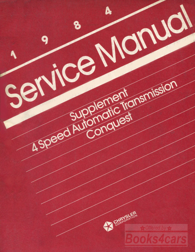 view cover of 1984 Conquest Transmission Shop Service Repair Manual Supplement by Chrysler