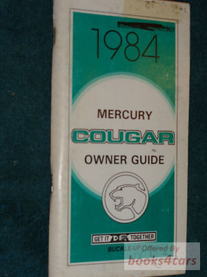 view cover of 1984 Cougar Owners manual by Mercury