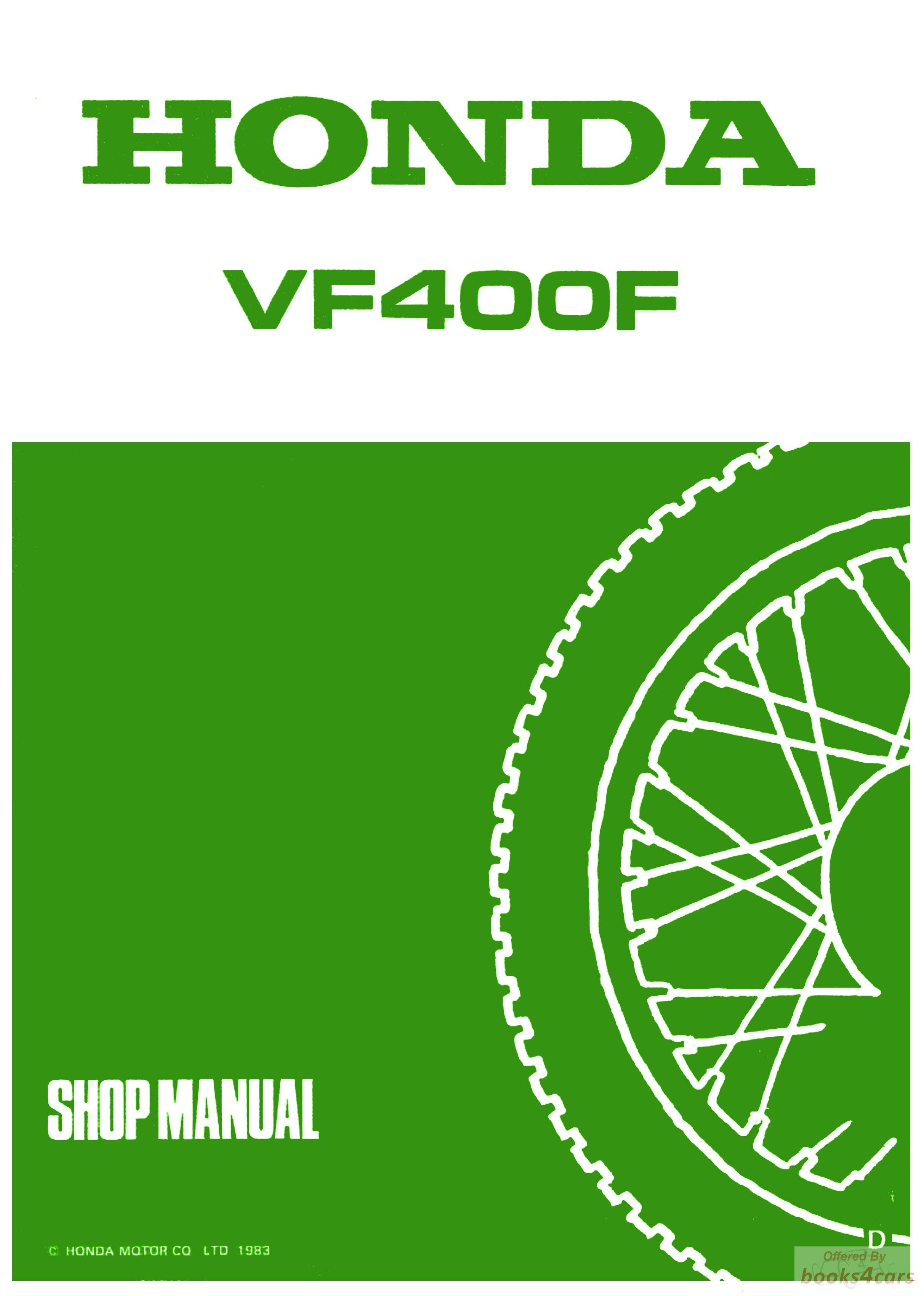 view cover of 1984 Honda VF 400F Shop Service Repair Manual - 600 pages