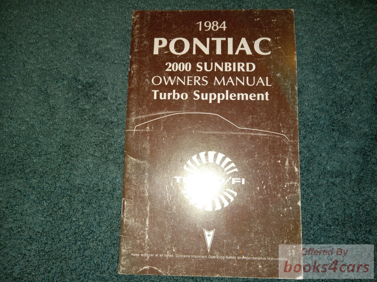 view cover of 1984 2000 Sunbird Turbo Owners Manual Supplement by Pontiac