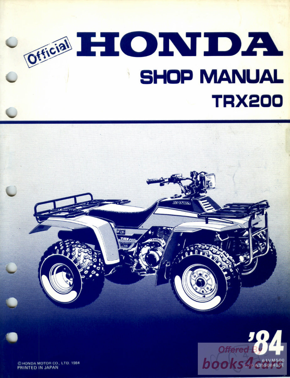 view cover of 1984 TRX200 Shop Service Repair Manual by Honda for TRX 200 ATV