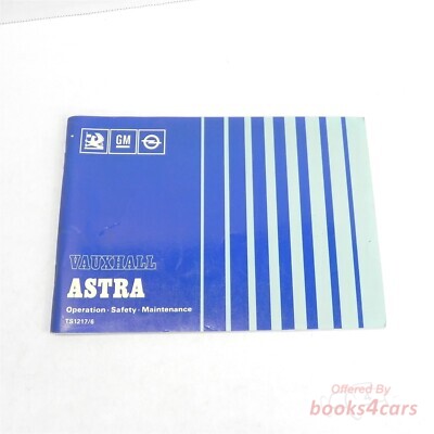 view cover of 1984 Astra Owners Manual by Vauxhall
