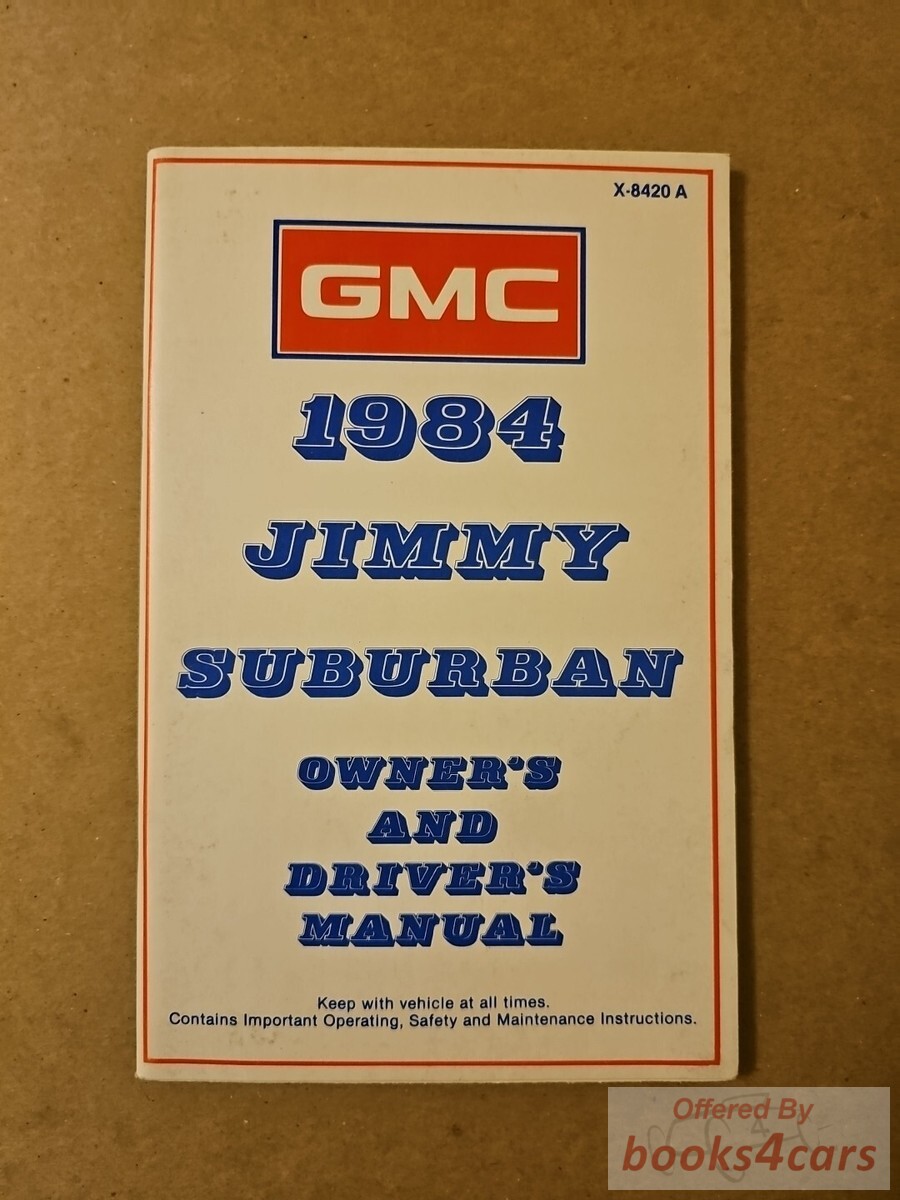 view cover of 1984 Jimmy Suburban owners manual by GMC