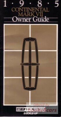 view cover of 1985 Continental Mark VII Owners Manual by Lincoln