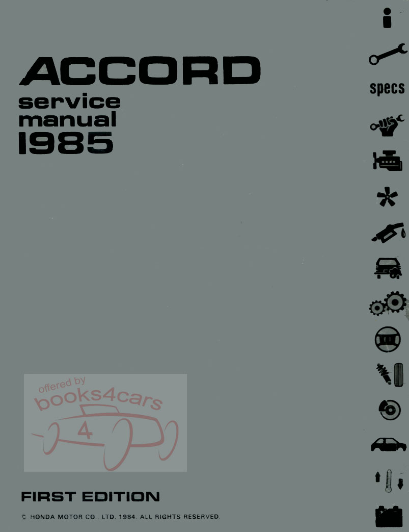 view cover of 1985 Shop Service Repair Manual by Honda for Accord