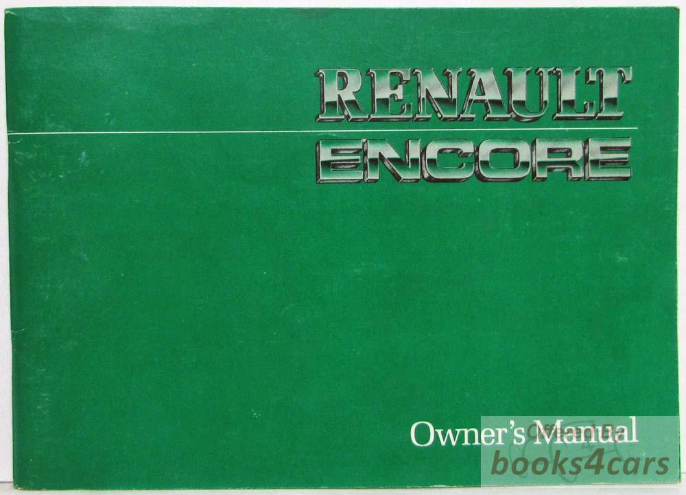 view cover of 1985 Encore Owner's Manual by Renault