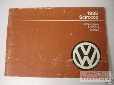 view cover of 1985 Volkswagen Scirocco Owners Manual by VW