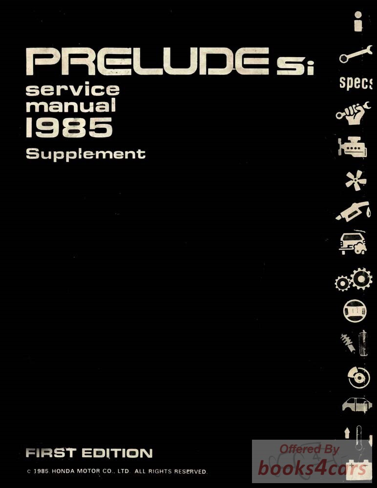 view cover of 1985 Prelude Shop Service Repair Manual Supplement by Honda