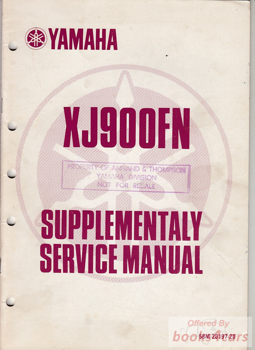view cover of 1985 Yamaha XJ900FN Shop Service Repair Manual Supplement