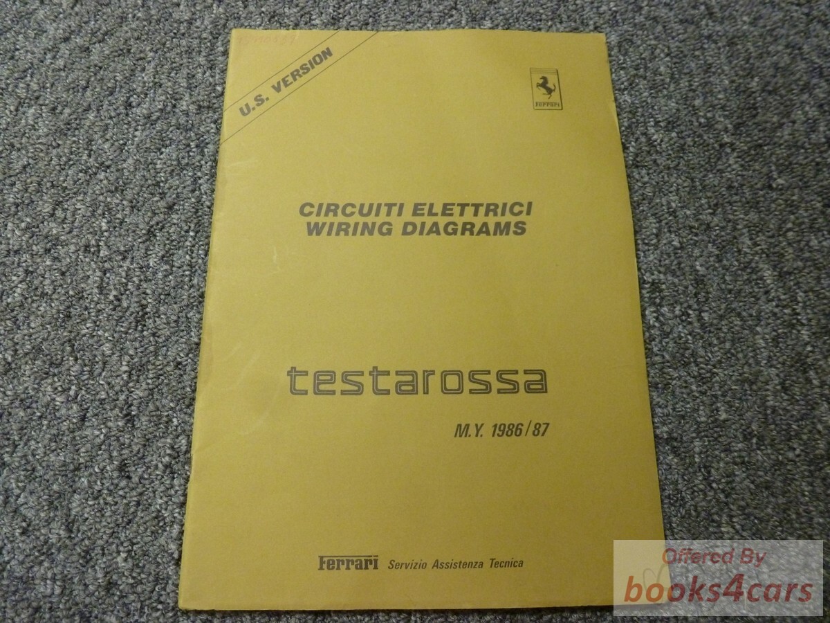 view cover of 1986-1987 Testarossa Electrical Wiring Diagrams Manual by Ferrari