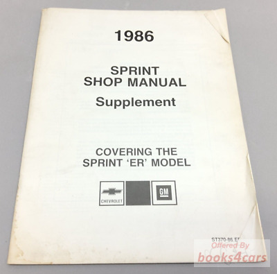 view cover of 1986 Sprint Supplement to shop manual for 'ER' model by Chevrolet.