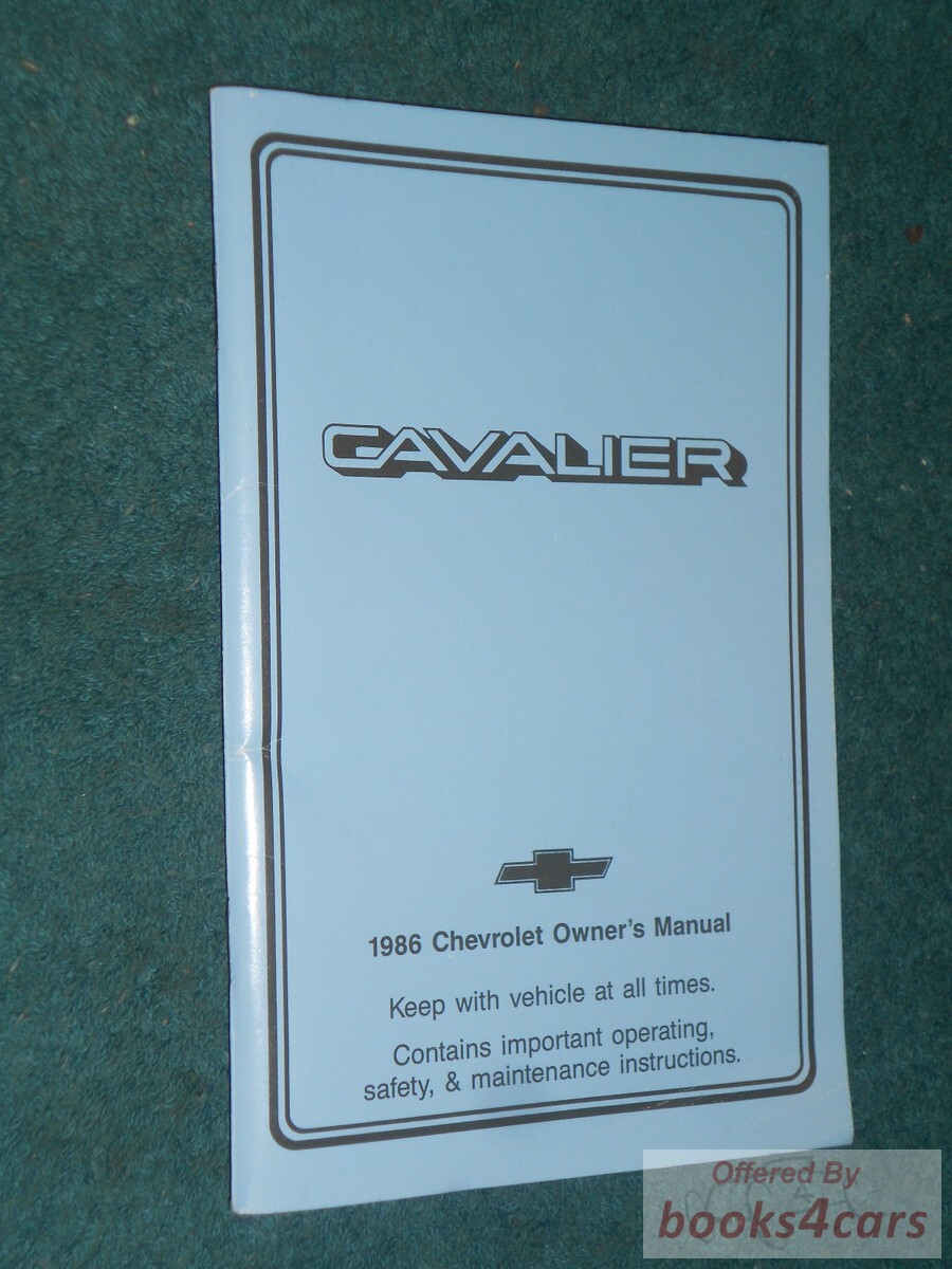 view cover of 1986 Cavalier Owners Manual by Chevrolet