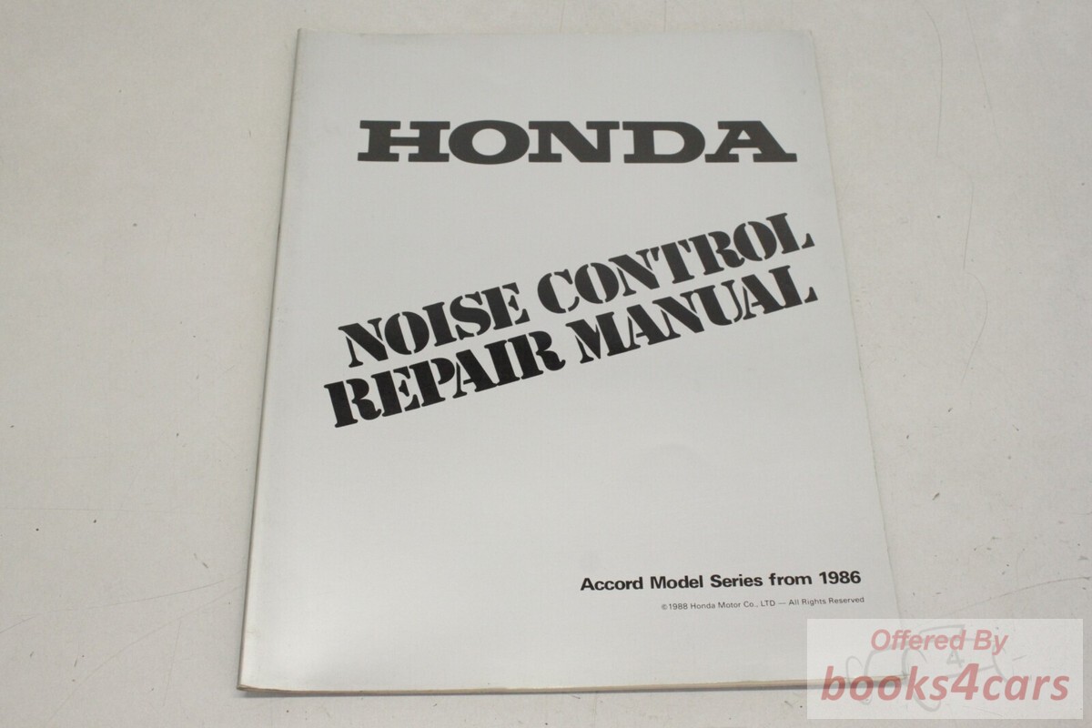 view cover of 1986 Honda Accord Noise Control Repair Manual by Honda