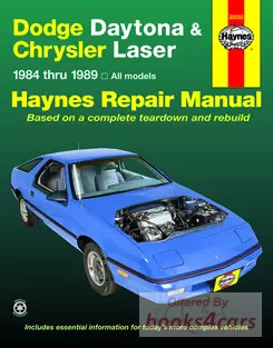 view cover of 1984-1989 Dodge Daytona Chrysler Laser Inc 2.2, 2.5, & turbo,shop service repair manual by Haynes