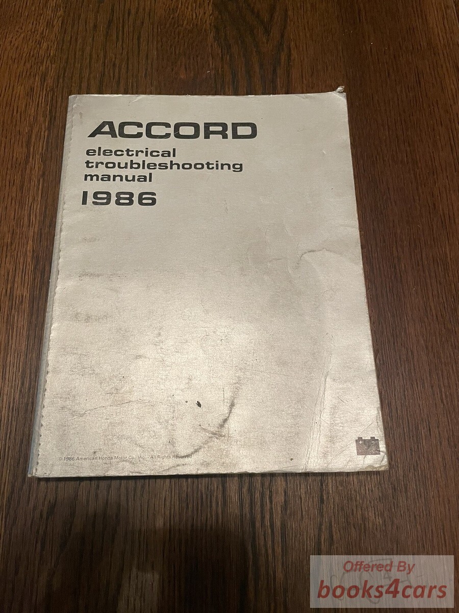 view cover of 1986 Electrical Troubleshooting manual by Honda for Accord
