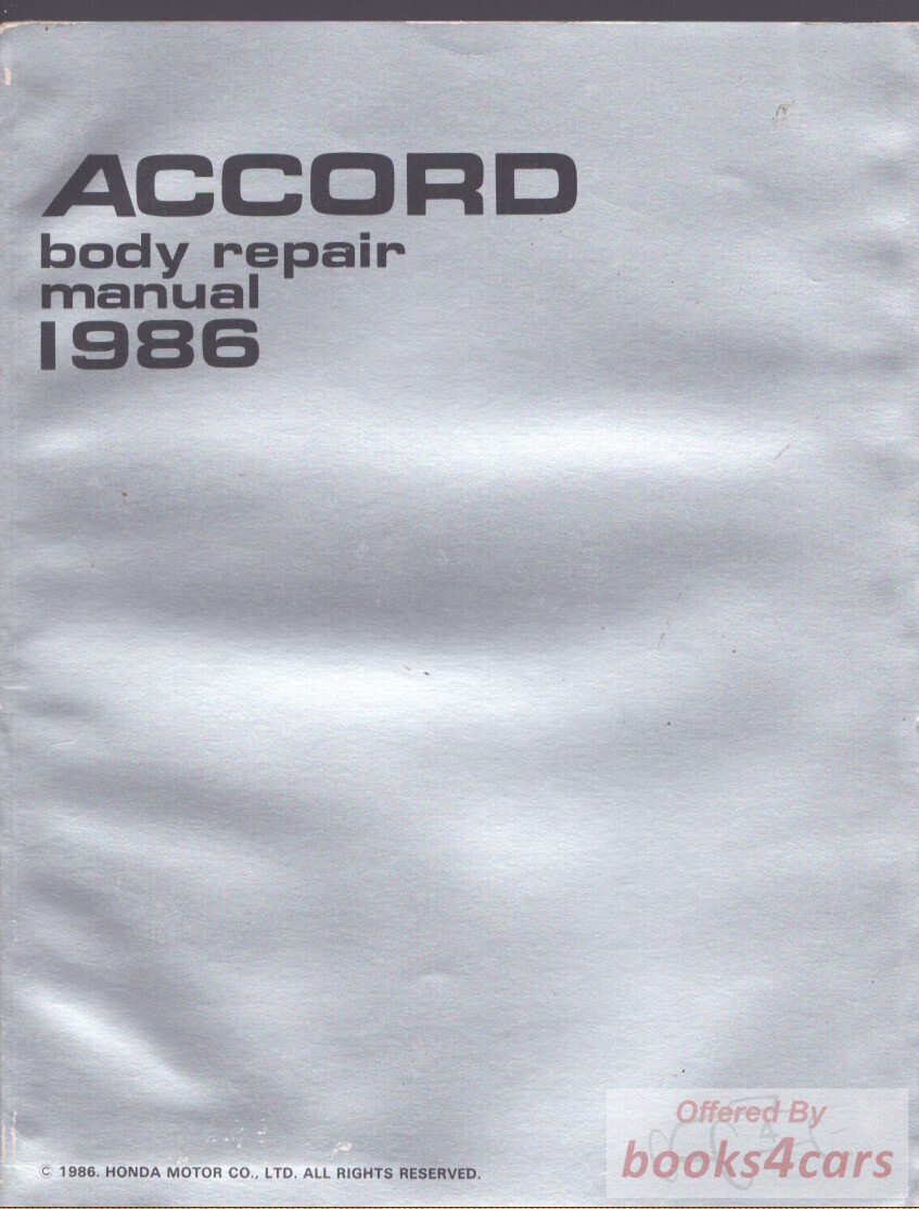 view cover of 1986 Accord Body Shop Repair Manual by Honda