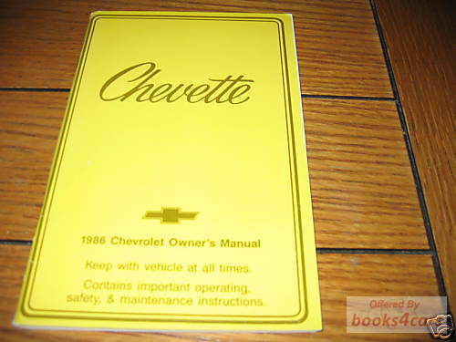 view cover of 1986 Chevrolet Chevette Owners Manual