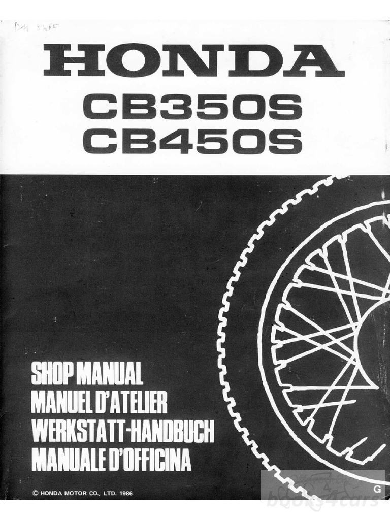 view cover of 1986 Honda CB350S CB450S Shop Service Repair Manual - 800 pages
