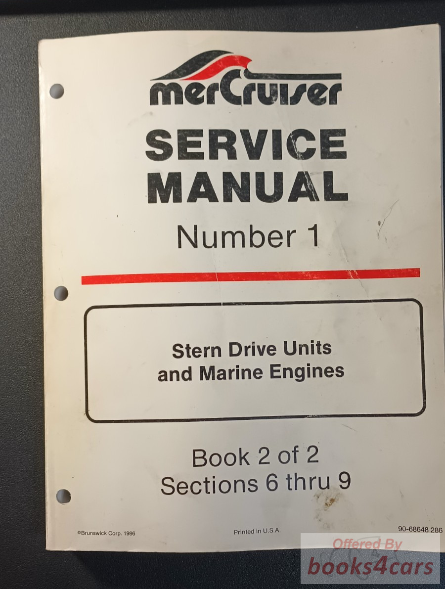 view cover of Stern Drive Units And Marine Engines Service Manual by merCruiser (book 2 of 2 sections 6 thru 9)