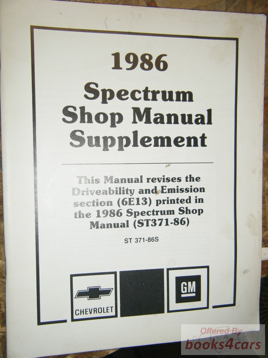 view cover of 1986 Spectrum Shop Manual Supplement