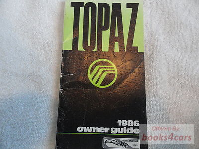view cover of 1986 Topaz Owner's Manual by Mercury