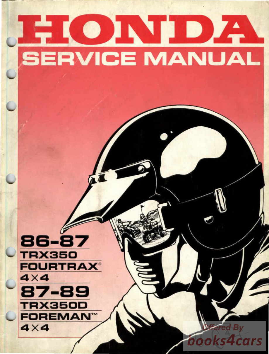 view cover of 1986-1989 TRX350 Fourtrax 4X4 87-89 TRX350D Foreman 4X4 Shop Service Repair Manual by Honda