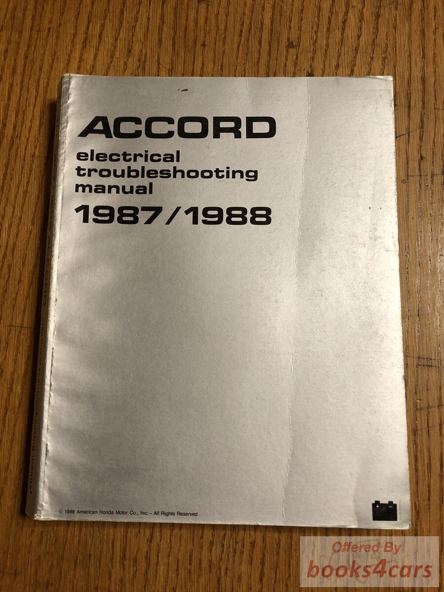 view cover of 1987-1988 Electrical troubleshooting manual by Honda for Accord