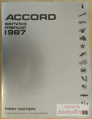view cover of 1987 Shop Service Repair Manual by Honda for Accord
