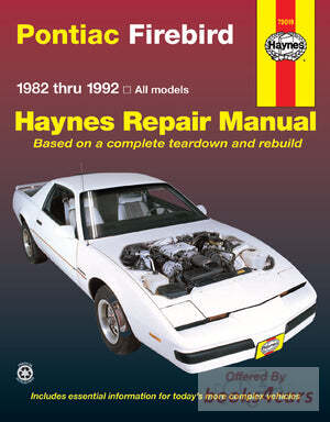 view cover of 1982-1992 Pontiac Firebird shop service repair manual by Haynes