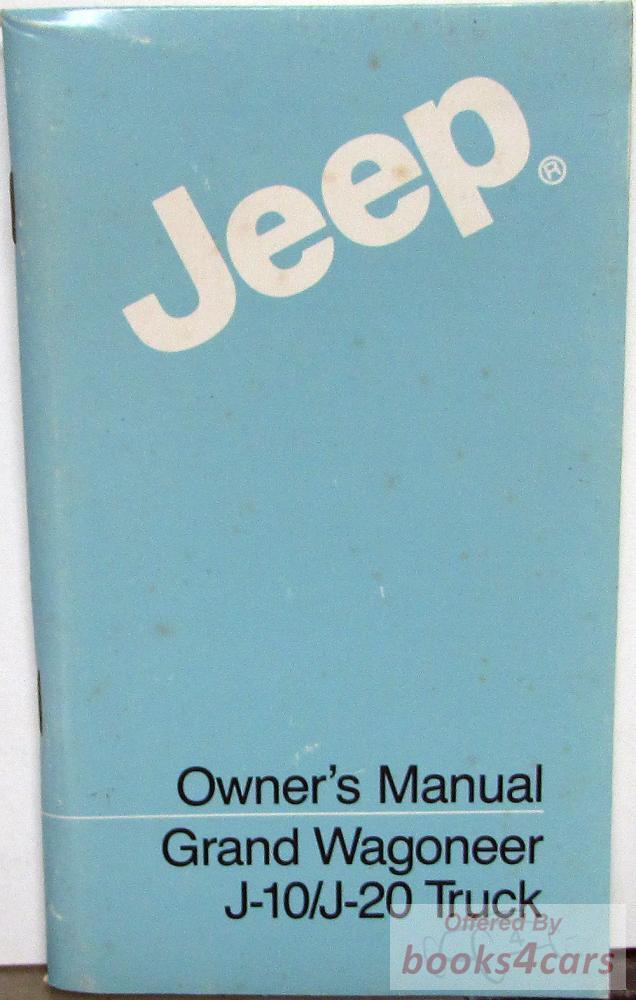 view cover of 1987 Grand Wagoneer J-10 J-20 J10 J20 J 10 J 20 Owners Manual by Jeep