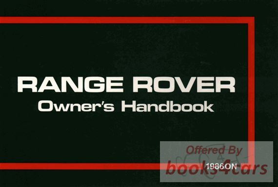 view cover of 1986-1987 Owners manual by Land Rover for Range Rover