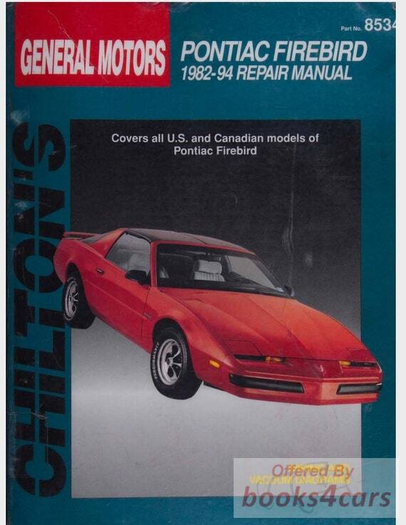 view cover of 1982-1992 Pontiac Firebird Large Format shop service repair manual by Chilton