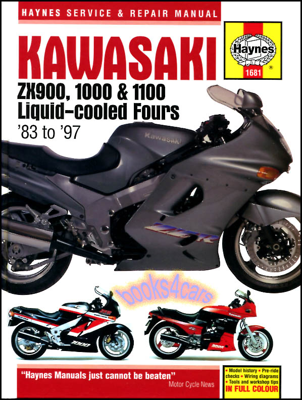 view cover of 1983-1997 Kawasaki ZX 900 1000 & 1100 shop service Repair Manual by Haynes for ZX900 ZX1000 & ZX1100 liquid cooled fours GPZ900R ZX900A