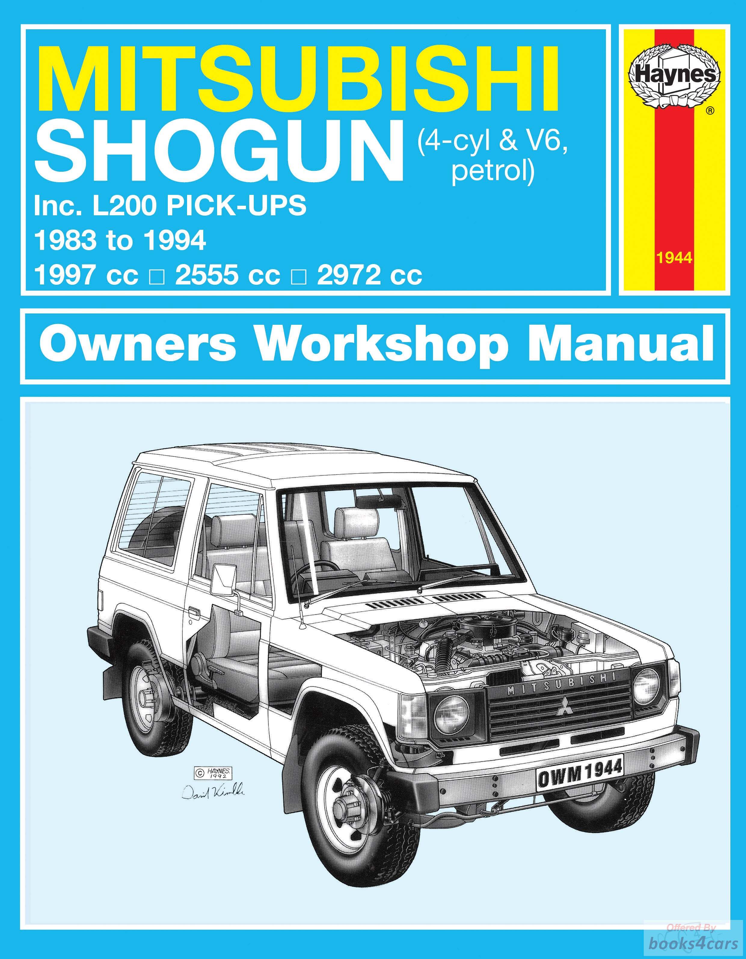 view cover of 1983-1994 Mitsubishi Shogun 4-cyl & V6 petrol & L200 Montero & Pick-Ups Shop Service Repair Manual by Haynes does not cover Diesel