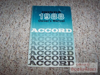 view cover of 1988 4 Door Accord Owner's Manual by Honda