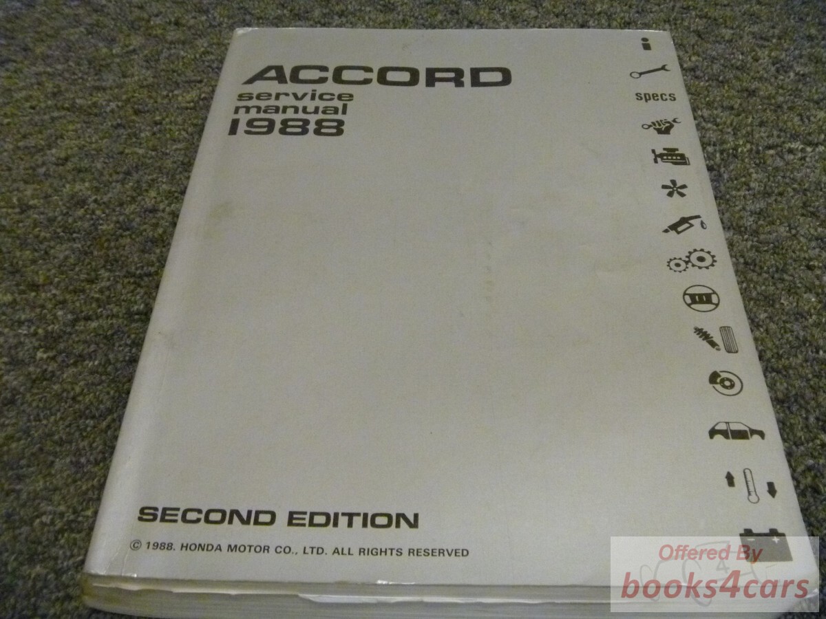 view cover of 1988 Shop Service Repair Manual by Honda for Accord
