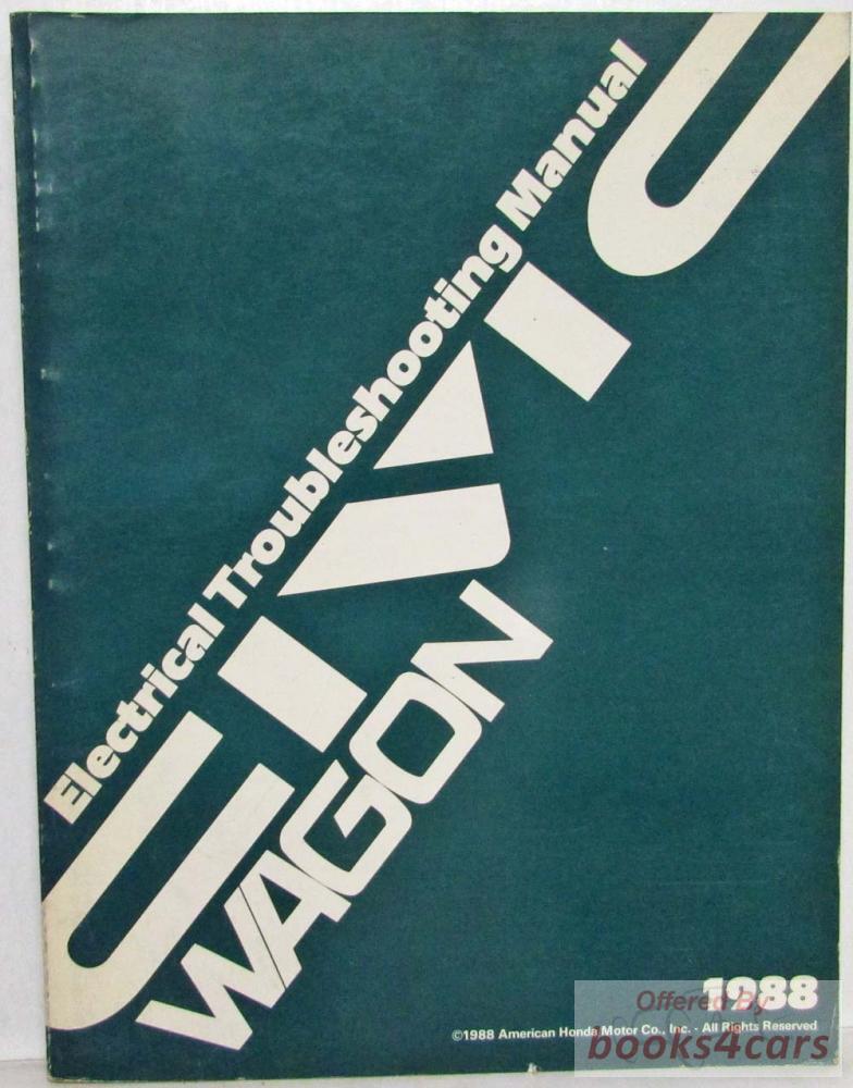 view cover of 1988 wagon electrical troubleshooting manual by Honda for Civic incl 4WD