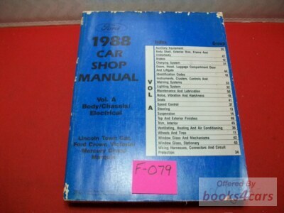 view cover of 1988 body chassis electrical shop service repair manual Town Car Ford Crown Victoria Grand Marquis Vol. A by Ford Lincoln Mercury