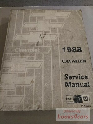 view cover of 1988 Cavalier Shop Service Repair Manual by Chevrolet